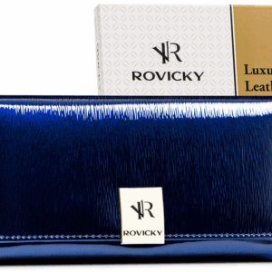 Portfel damski z lakierowanej skóry naturalnej zamykany na zatrzask - Rovicky