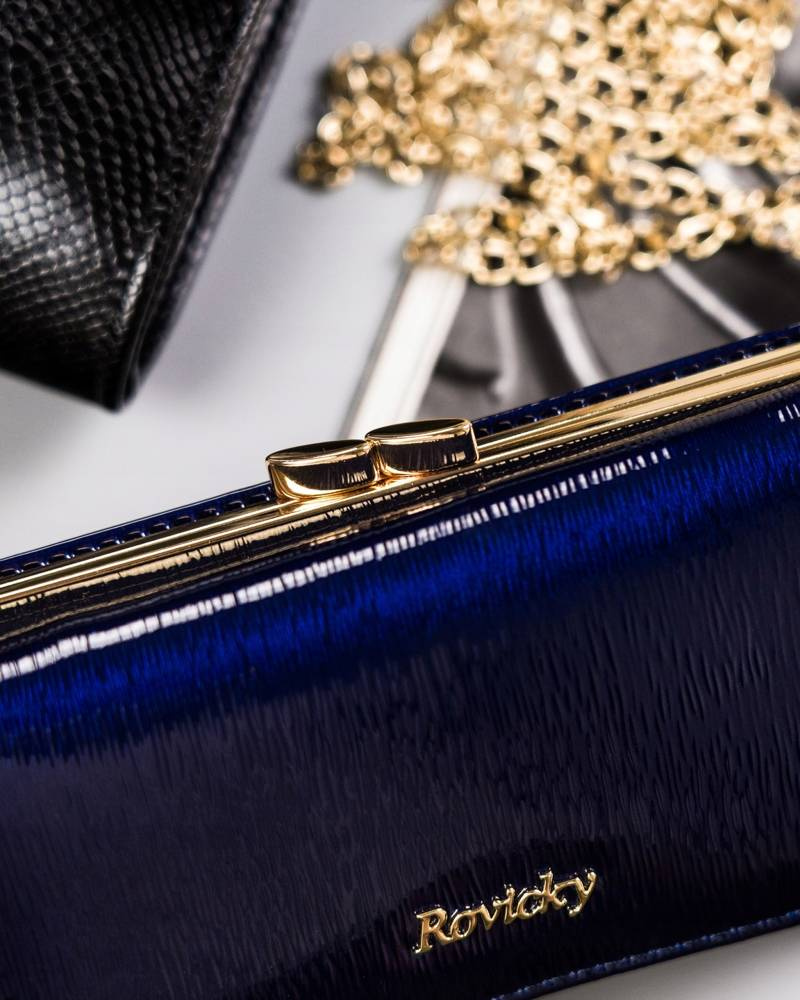 Skórzany portfel damski na bigiel i zatrzask - Rovicky - obrazek 3