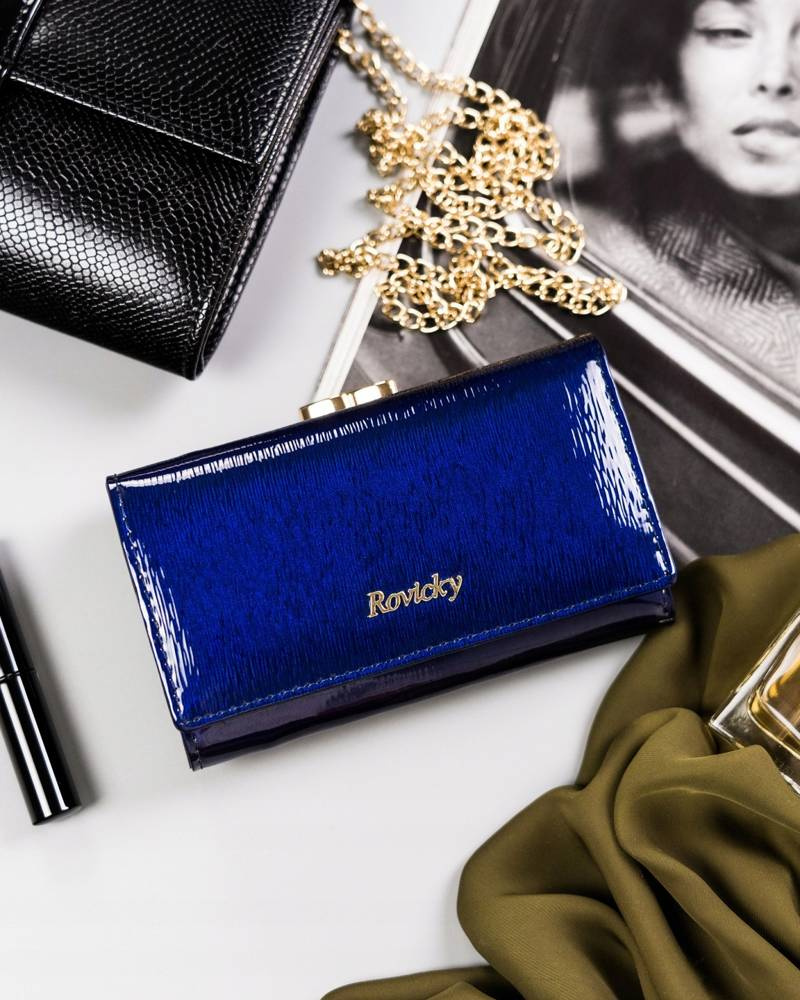 Skórzany portfel damski na bigiel i zatrzask - Rovicky - obrazek 10