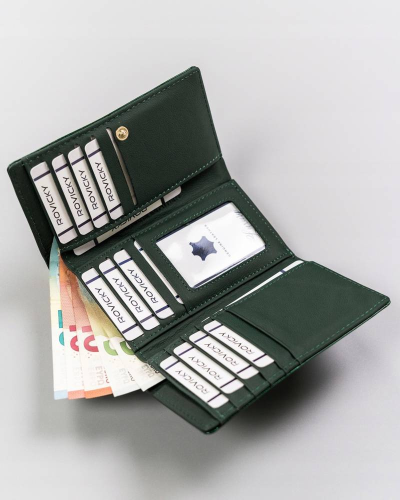 Skórzany portfel damski na bigiel i zatrzask - Rovicky - obrazek 6