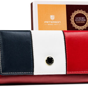 Duży portfel damski ze skóry naturalnej zamykany na zatrzask - Peterson