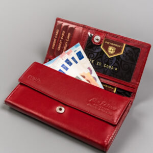 Wielokolorowy, skórzany portfel damski na zatrzask - Peterson