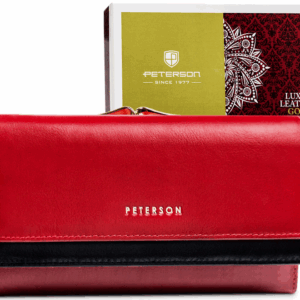 Duży, skórzany portfel damski na zatrzask i bigiel - Peterson