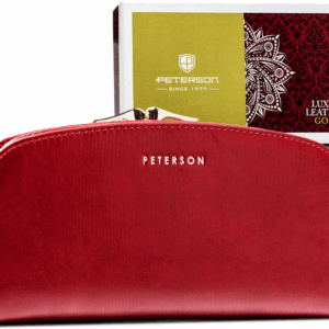 Duży, skórzany portfel damski na bigiel i zatrzask - Peterson