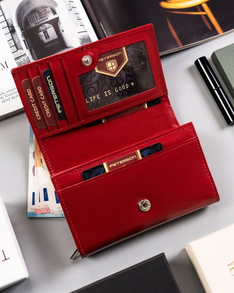 Damski, średni portfel ze skóry naturalnej - Peterson - obrazek 6