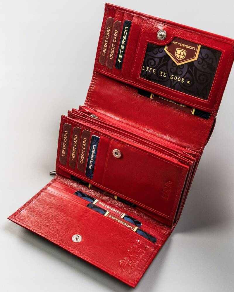 Damski, średni portfel ze skóry naturalnej - Peterson - obrazek 7