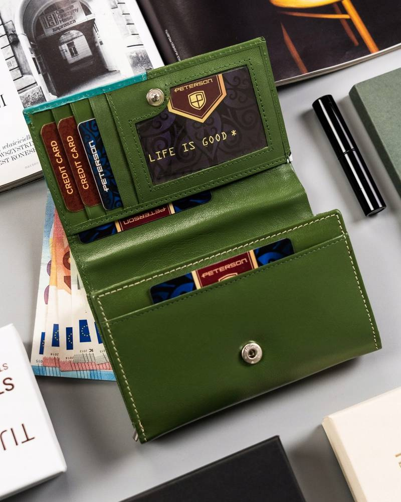 Damski, średni portfel ze skóry naturalnej - Peterson - obrazek 6