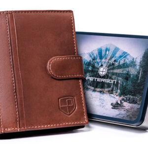 Skórzany, zapinany portfel męski na karty - Peterson