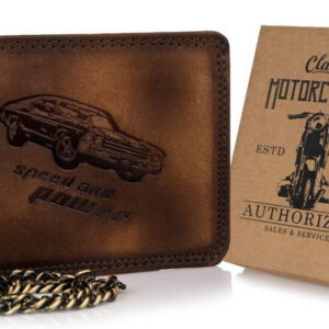 Duży, skórzany portfel męski z łańcuszkiem