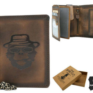 Duży, skórzany portfel męski z łańcuszkiem