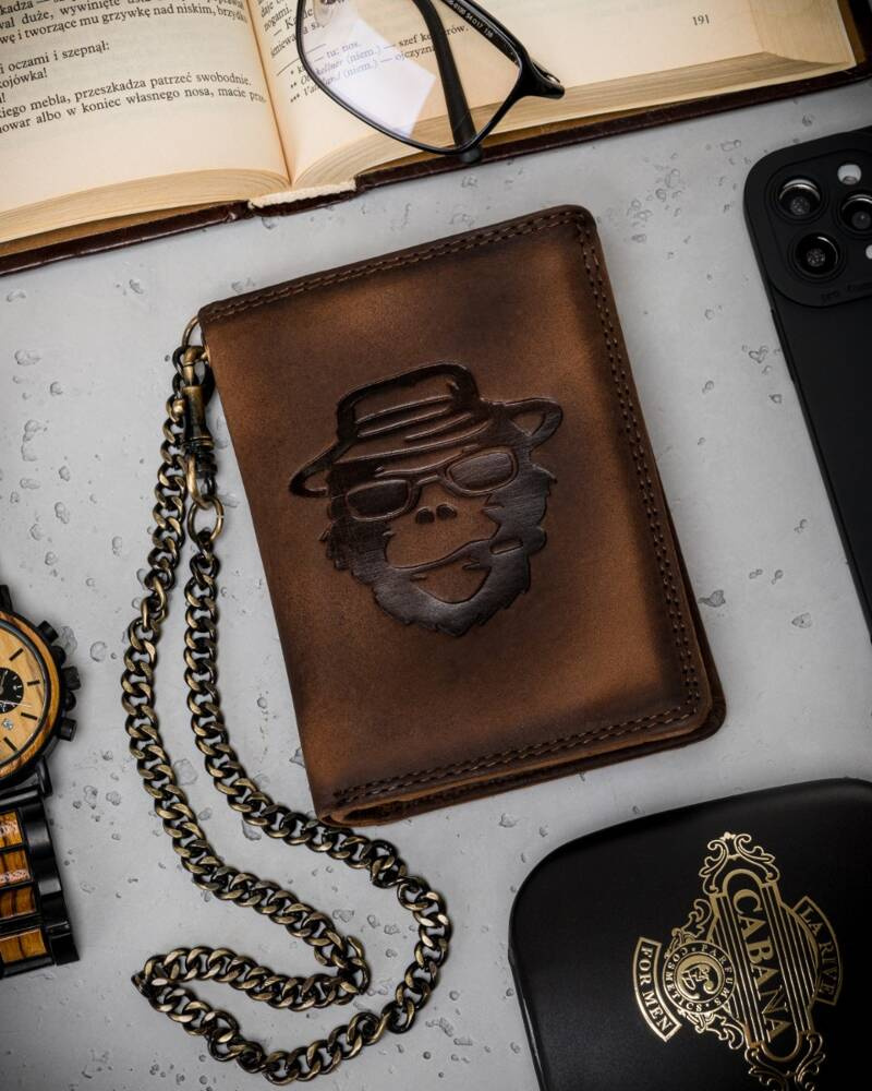 Duży, skórzany portfel męski z łańcuszkiem - obrazek 7