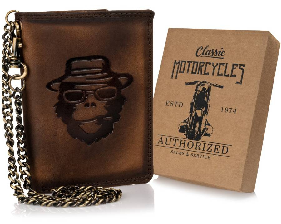 Duży, skórzany portfel męski z łańcuszkiem - obrazek 9