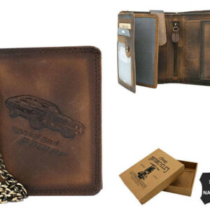 Duży, skórzany portfel męski z łańcuszkiem