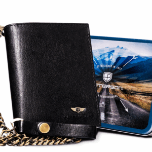 Portfel męski ze skóry naturalnej z łańcuchem - Peterson