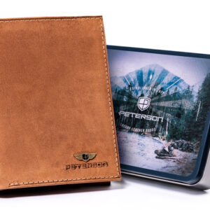 Duży, pionowy portfel męski ze skóry naturalnej - Peterson