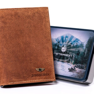 Skórzany portfel męski z kieszonką na suwak - Peterson