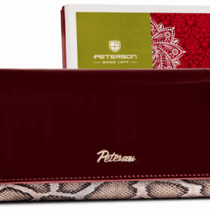 Lakierowany portfel damski z wężowym wzorem RFID - Peterson