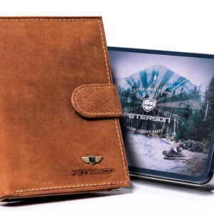 Klasyczny, skórzany portfel z zapinką na zatrzask - Peterson