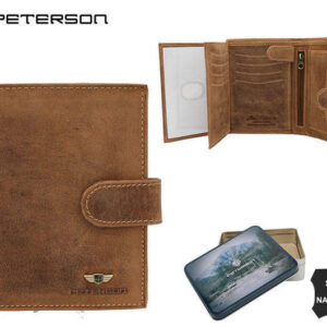 Portfel męski z wysokojakościowej skóry naturalnej z systemem RFID Protect - Peterson