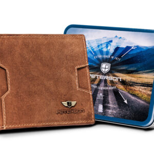 Skórzany portfel męski z kieszonką na kartę - Peterson