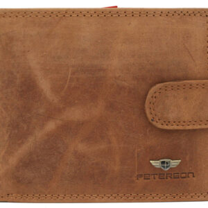 Poziomy portfel męski ze skóry naturalnej, system RFID Protect - Peterson