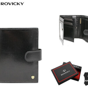 Duży, skórzany portfel męski z systemem RFID - Rovicky