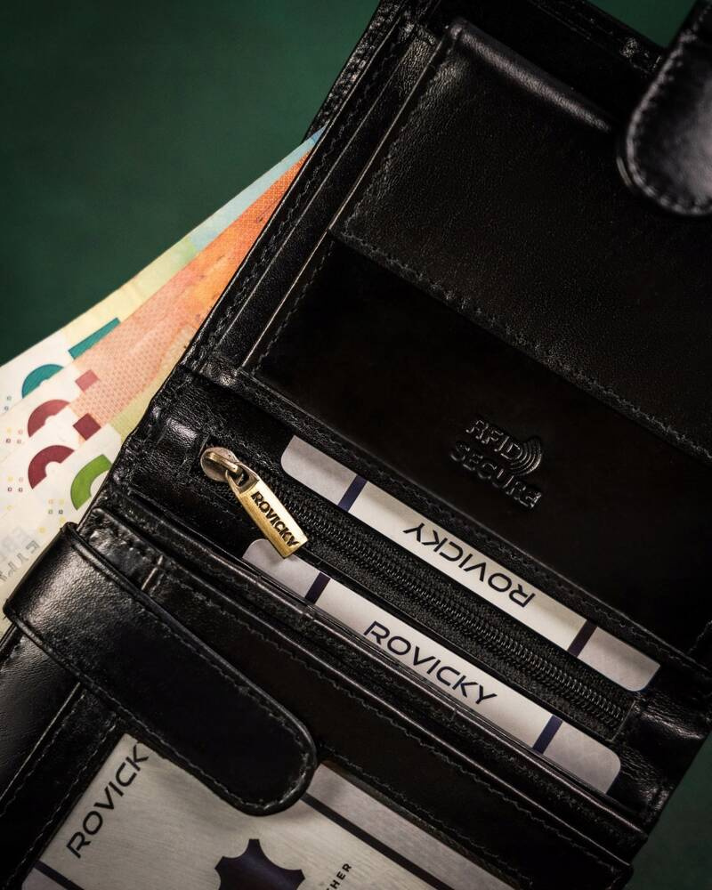 Duży, skórzany portfel męski z systemem RFID - Rovicky - obrazek 9