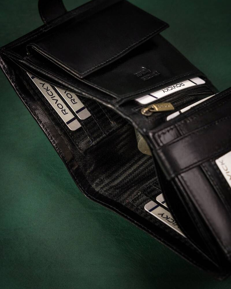 Duży, skórzany portfel męski z systemem RFID - Rovicky - obrazek 7