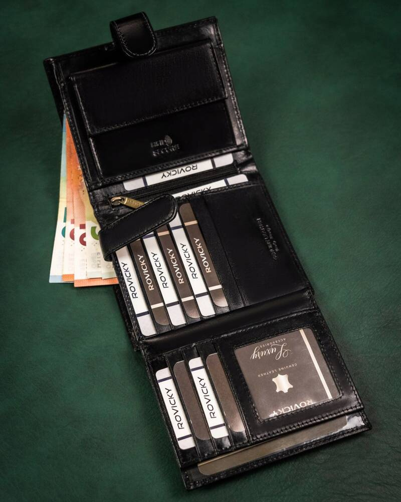 Duży, skórzany portfel męski z systemem RFID - Rovicky - obrazek 5