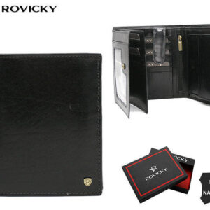Duży, skórzany portfel męski z systemem RFID - Rovicky