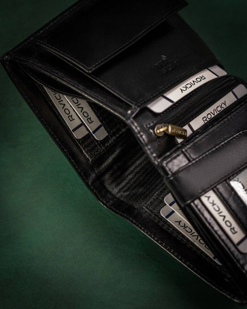 Duży, skórzany portfel męski z systemem RFID - Rovicky - obrazek 7