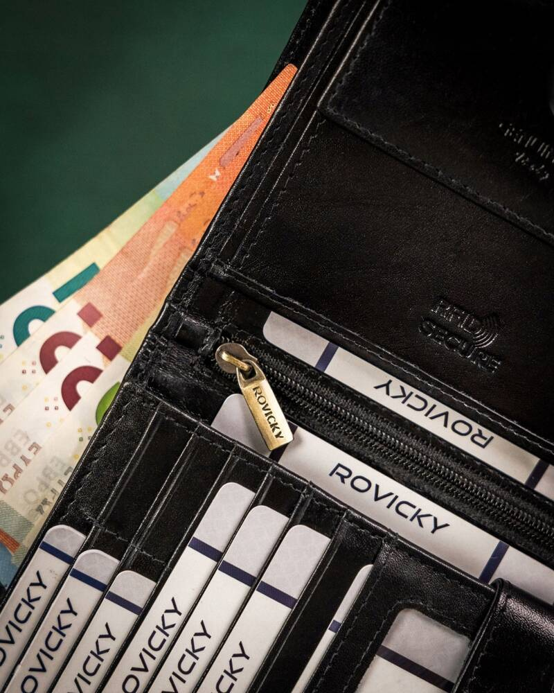 Skórzany, duży portfel męski z systemem RFID - Rovicky - obrazek 7