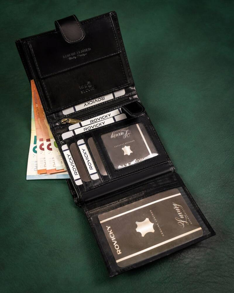 Skórzany, duży portfel męski z systemem RFID - Rovicky - obrazek 6