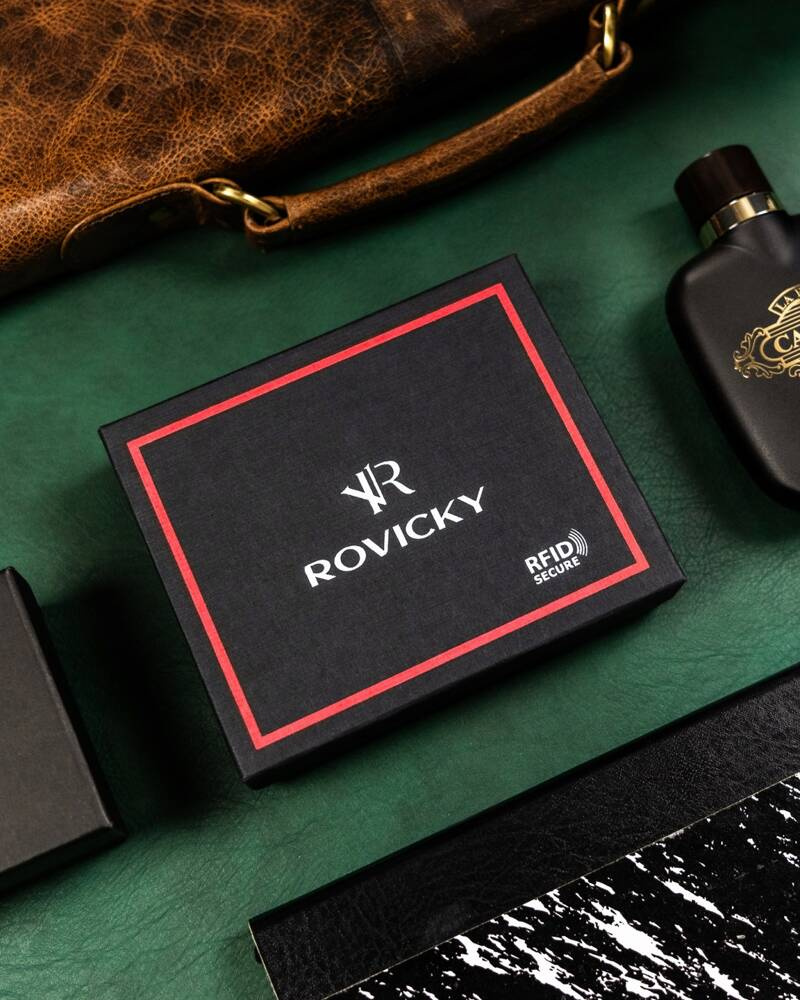 Skórzany, duży portfel męski z systemem RFID - Rovicky - obrazek 11