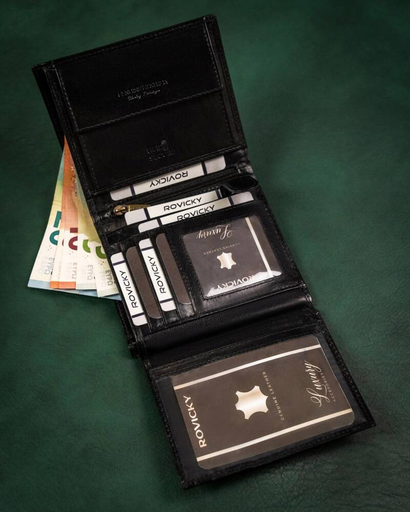 Skórzany, duży portfel męski z systemem RFID - Rovicky - obrazek 6