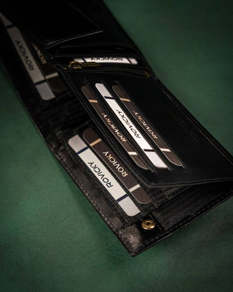 Skórzany portfel męski z systemem RFID - Rovicky - obrazek 6