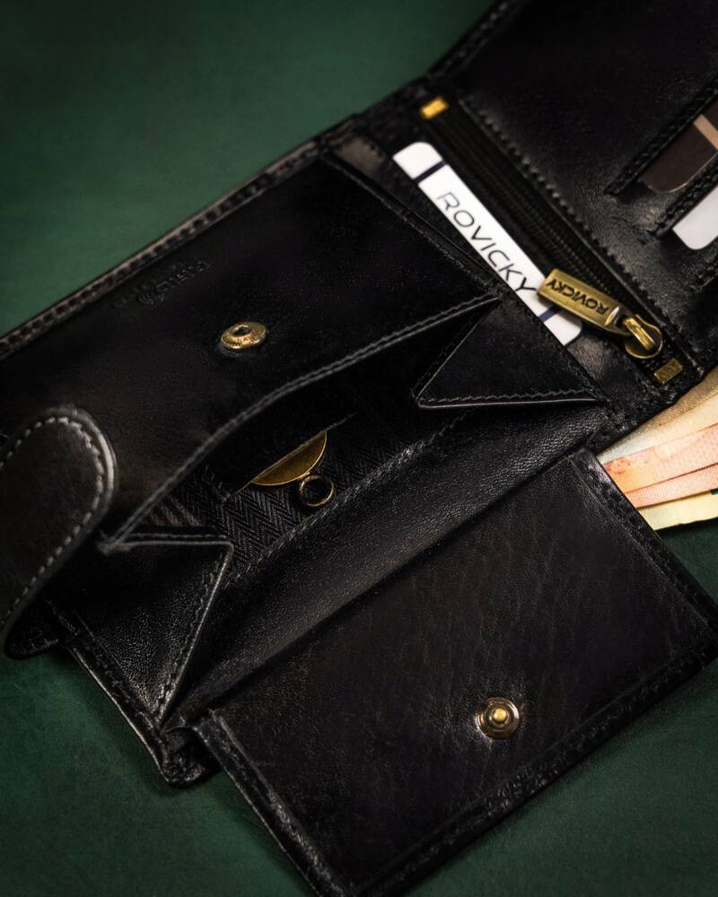 Skórzany portfel męski z systemem RFID - Rovicky - obrazek 11