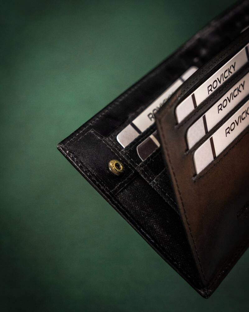 Skórzany portfel męski z systemem RFID - Rovicky - obrazek 9