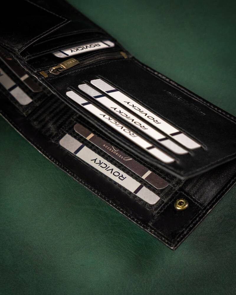 Skórzany portfel męski z systemem RFID - Rovicky - obrazek 6
