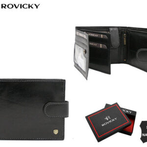 Duży, skórzany portfel męski na zatrzask - Rovicky