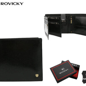 Elegancki, skórzany portfel męski bez zapięcia zewnętrznego - Rovicky