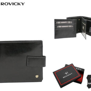 Duży, skórzany portfel męski na zatrzask - Rovicky