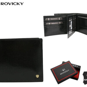 Duży, skórzany portfel męski bez zapięcia - Rovicky