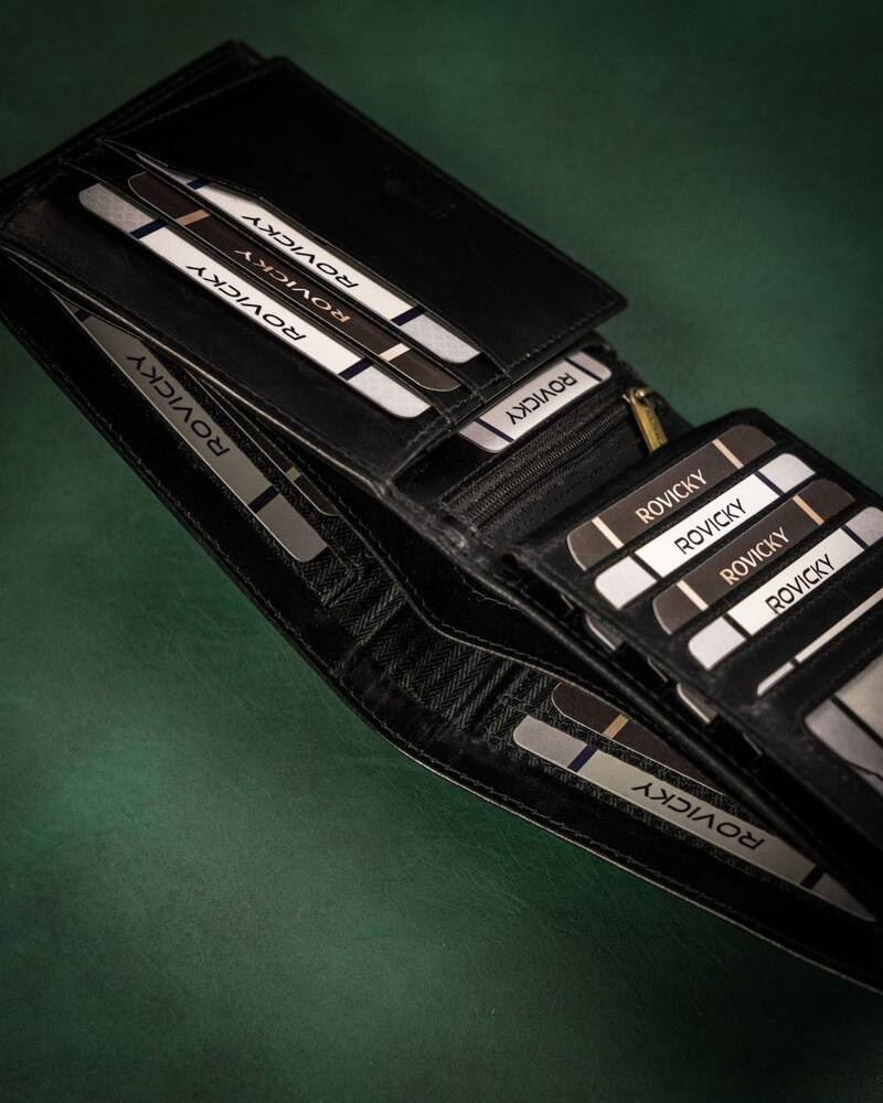 Duży portfel męski ze skóry naturalnej - Rovicky - obrazek 9