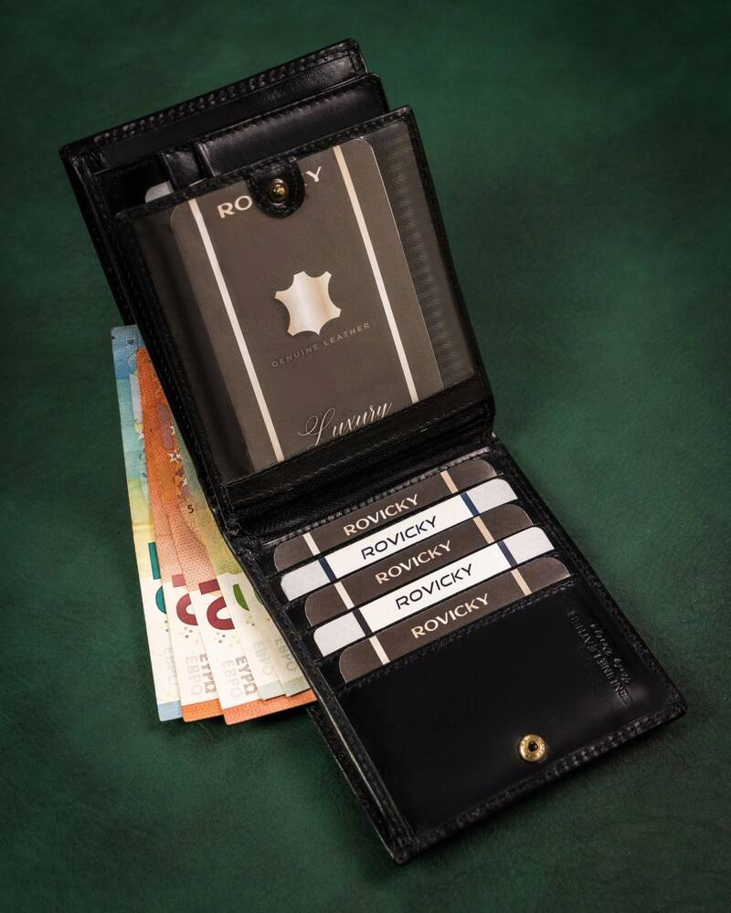 Duży portfel męski ze skóry naturalnej - Rovicky - obrazek 4