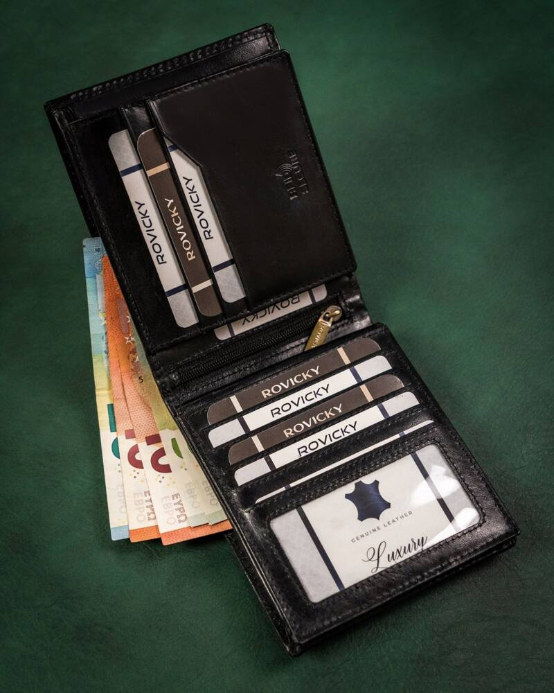 Duży portfel męski ze skóry naturalnej - Rovicky - obrazek 5