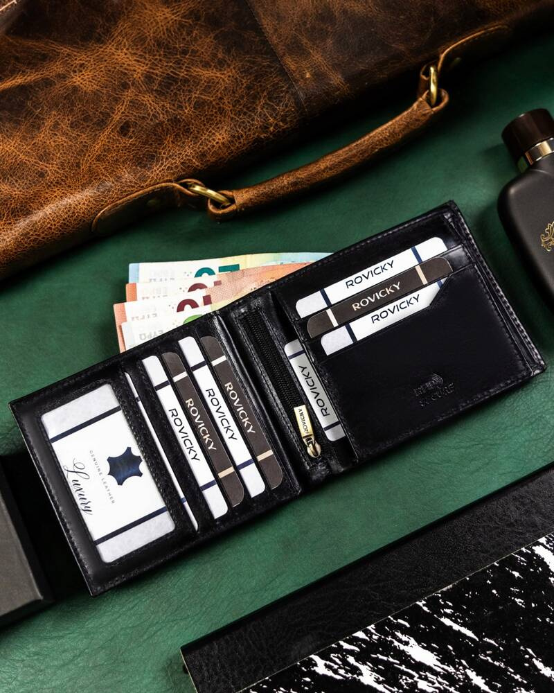 Duży portfel męski ze skóry naturalnej - Rovicky - obrazek 6