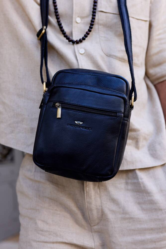 Skórzana listonoszka męska - Peterson - obrazek 2