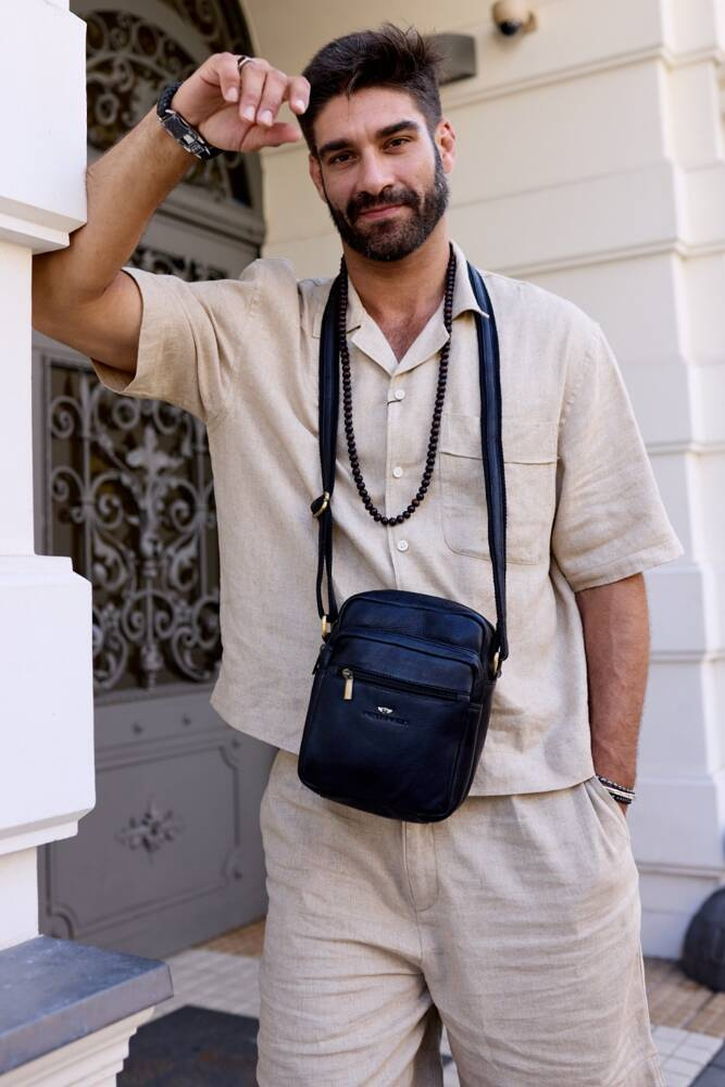 Skórzana listonoszka męska - Peterson - obrazek 4