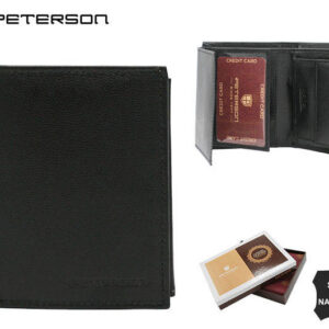 Klasyczny, pionowy portfel damski ze skóry naturalnej - Peterson
